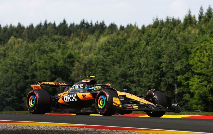 Lando Norris, McLaren v kvalifikaci na VC Belgie formule 1