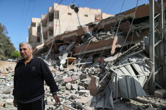 Bombardování města Gaza v Pásmu Gazy, květen 2021