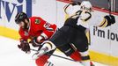 Chicago Blackhawks' Brandon Bollig (L) collides with Boston Bruins' Torey Krug during the first period in Game 2 of their NHL Stanley Cup Finals hockey series in Chicago,