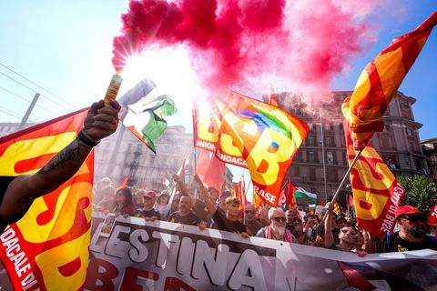 Itálie, Palestina, Gaza, protest, studenti, bojkot, Izrael, dělníci, doprava