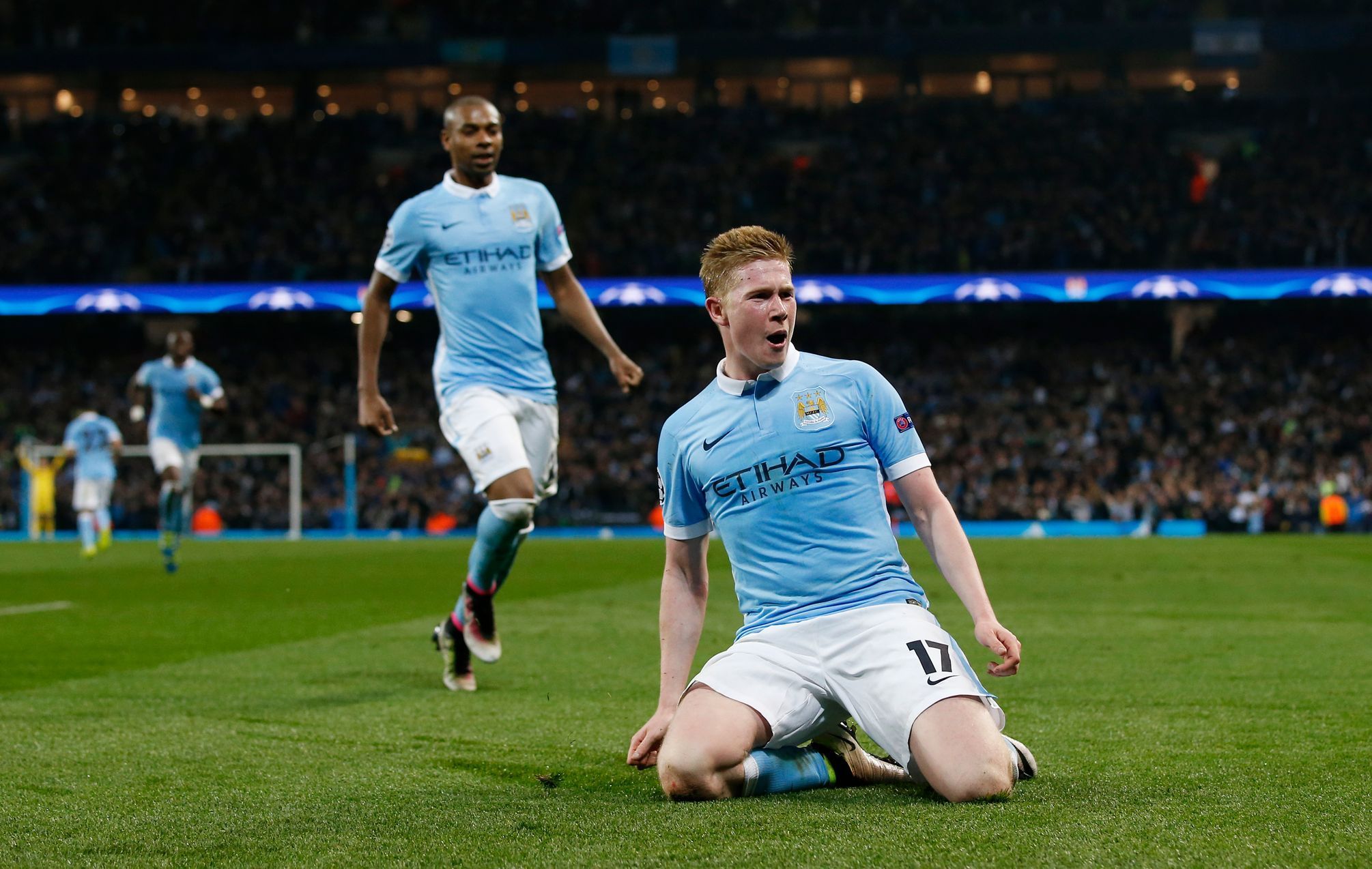 LM, Manchester City-PSG: Kevin de Bruyne slaví gól na 1:0
