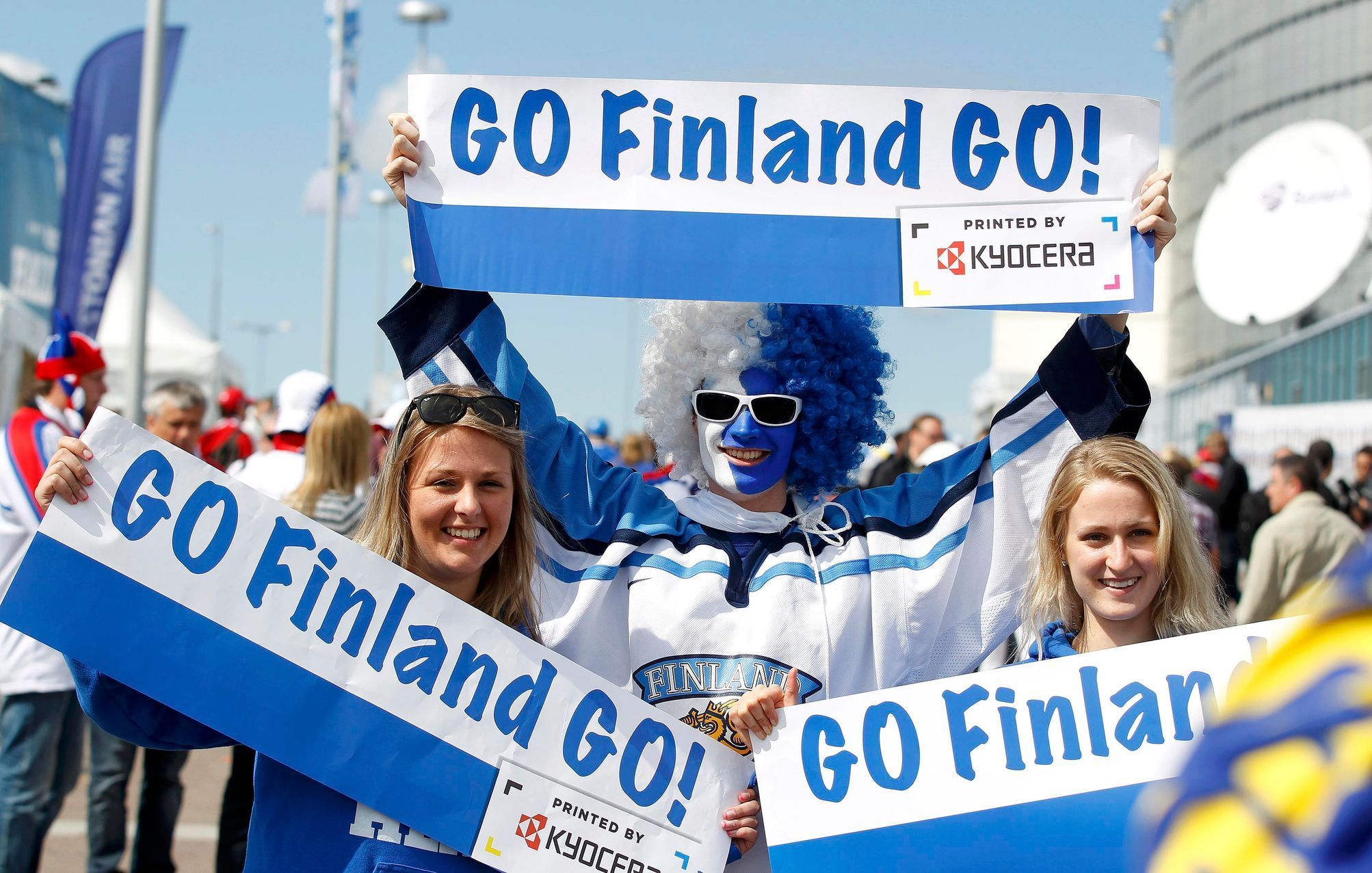 Finští fanoušci v semifinále MS Rusko - Finsko