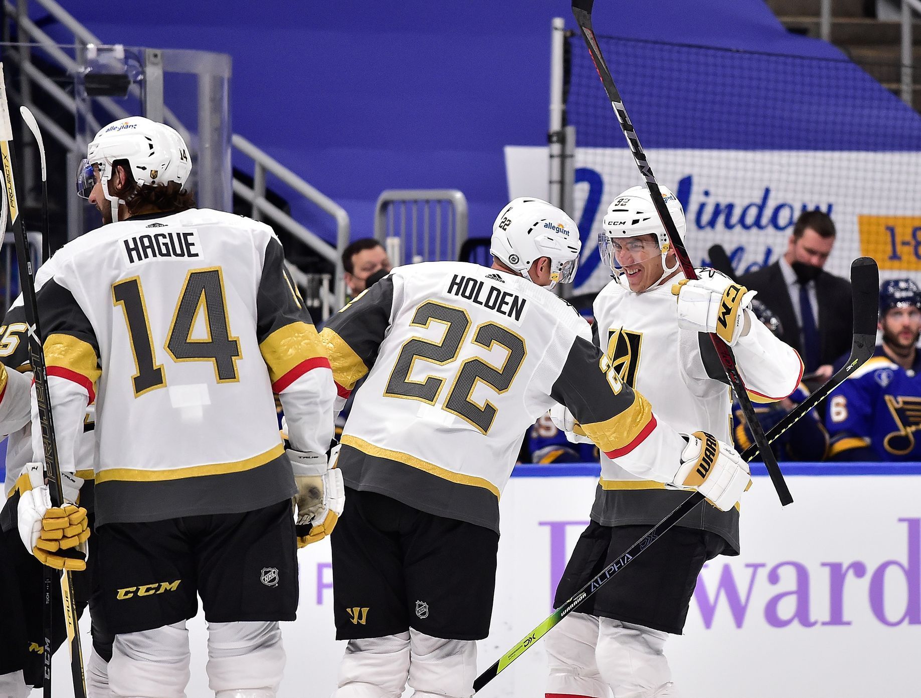 hokej, NHL 2021, Vegas Golden Knights at St. Louis Blues, Tomáš Nosek (vpravo) radost
