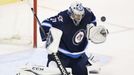 Winnipeg Jets goalie Ondrej Pavelec (31) makes a save during the second period against the Dallas Stars at MTS Centre. Mandatory