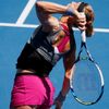 Lucie Safarova of the Czech Republic serves to Li Na of China during their women's singles match at the Australian Open 2014 tennis tournament in Melbourne