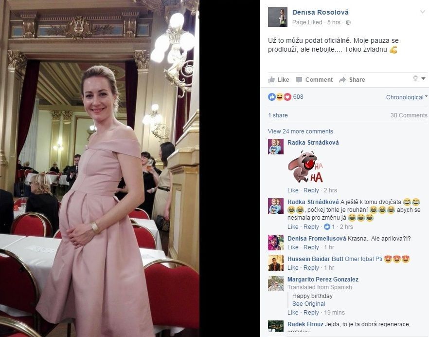 Apríl - těhotná Rosolová