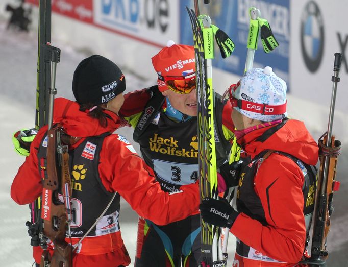 MS v biatlonu 2013: Gabriela Soukalová, Ondřej Moravec a Veronika Vítková