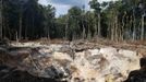 An illegal mine is seen in the southern state of Bolivar near the border with Brazil November 17, 2012. In the triangle that connects Venezuela, Brazil and Guyana a huge number of illegal gold and diamonds prospectors or garimpeiros dream of changing their lives overnight by finding a huge bonanza. Picture taken November 17, 2012. REUTERS/Jorge Silva (VENEZUELA - Tags: BUSINESS EMPLOYMENT SOCIETY) ATTENTION EDITORS: PICTURE 03 OF 20 FOR PACKAGE 'DIAMONDS IN THE JUNGLE'. TO FIND ALL IMAGES SEARCH 'DIAMONDS PROSPECTORS' Published: Pro. 3, 2012, 10:03 dop.