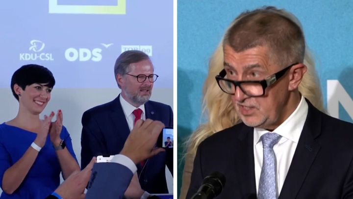 Zklamaný Babiš, Fiala v euforii. Takto kamery zachytily smutek i oslavy ve štábech; Zdroj foto: Aktuálně.cz