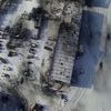 Still image taken from handout aerial footage shot by a drone shows buildings of the Sergey Prokofiev International Airport damaged by shelling during fighting between pro-Russian separatists and Ukra