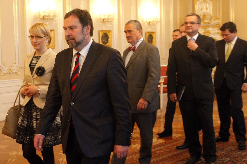 Zástupci trojkoalice u prezidenta Václava Klause