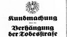 Oznámení rakouského kancléře Dollfusse o uložení trestu smrti. Ten by mohl být uložen za vraždu, veřejnou brutalitu a obecné násilí. Datum: 10. listopadu 1933