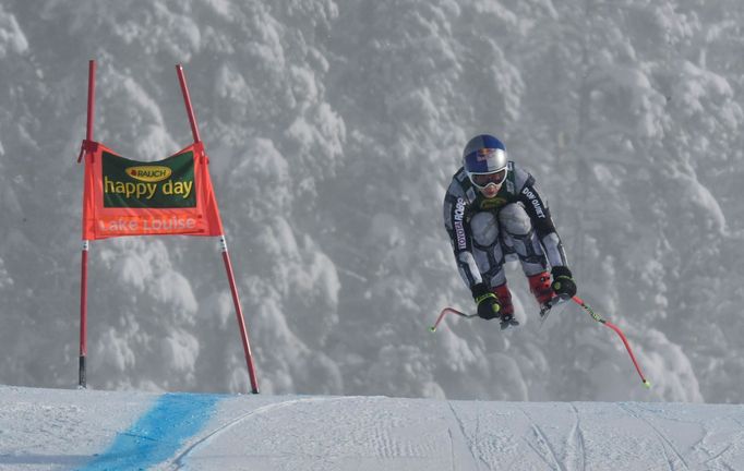 Dec 8, 2019; Lake Louise, Alberta, CAN; Ester Ledecká of Czech Republic during the women's Super G race in the Lake Louise FIS Women's Alpine Skiing World Cup at Lake Lou