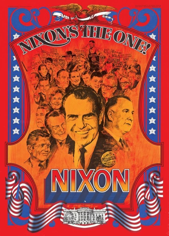 volby - usa - bílý dům - plakáty - propaganda - prezident - nixon
