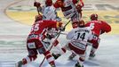 HC SLavia Praha - HC Oceláři Třinec během utkání play off.