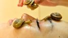 Snails crawls on the face of a woman for the demonstration of a new beauty treatment at the beauty salon "Ci:z.Labo" in Tokyo on July 13, 2013 as the salon will start the new service from July 15. "Slime from snails helps remove old cells, heal the skin after sun burn and moisturise it," said Manami Takamura, a beauty salon employee, as she placed three gastropods on a woman's face.