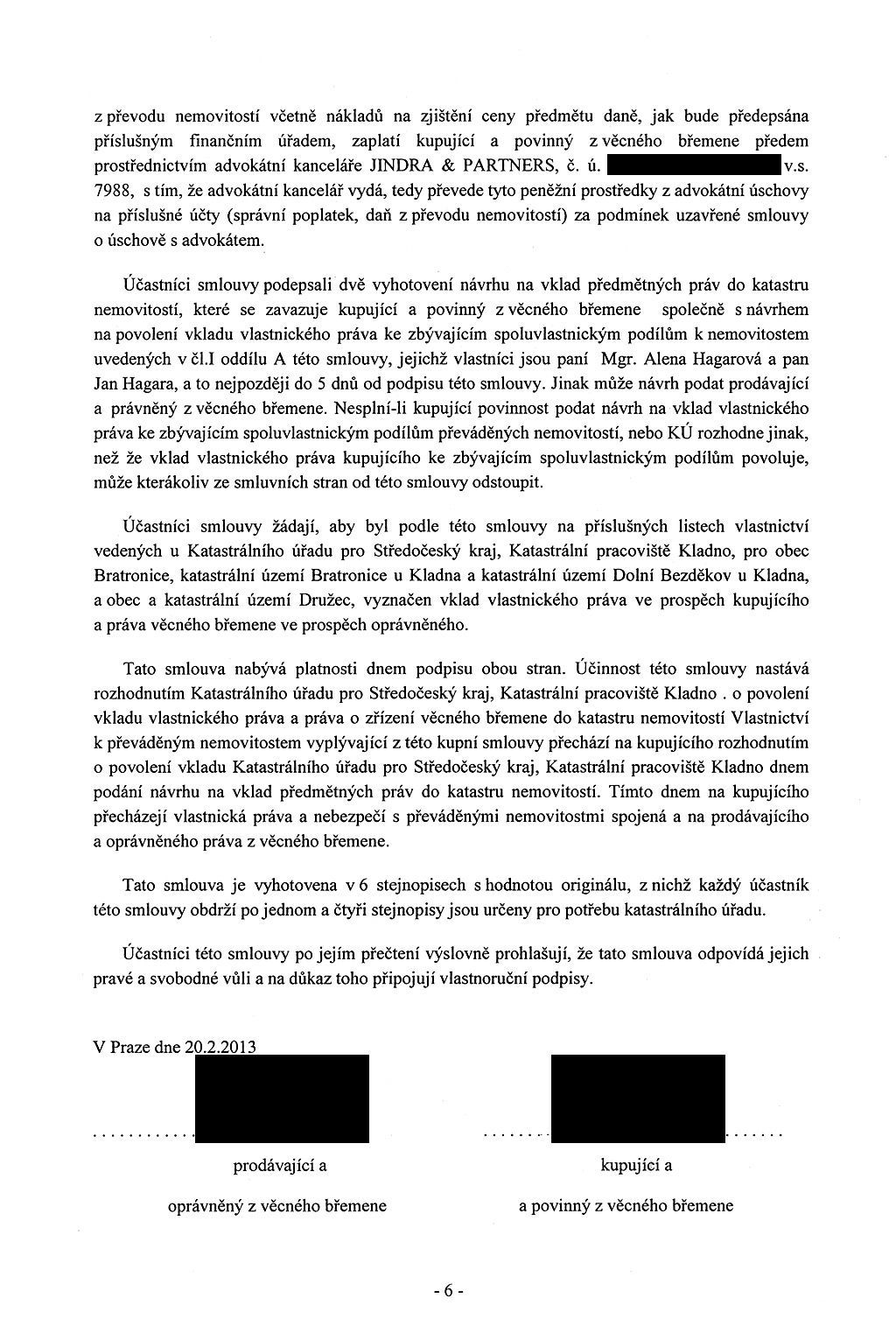 Kupní smlouva - statek Petr Bendl