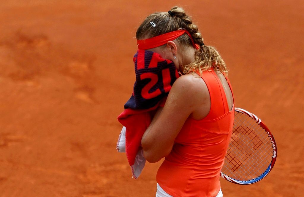 Česká tenistka Petra Kvitová je smutná během French Open 2011.