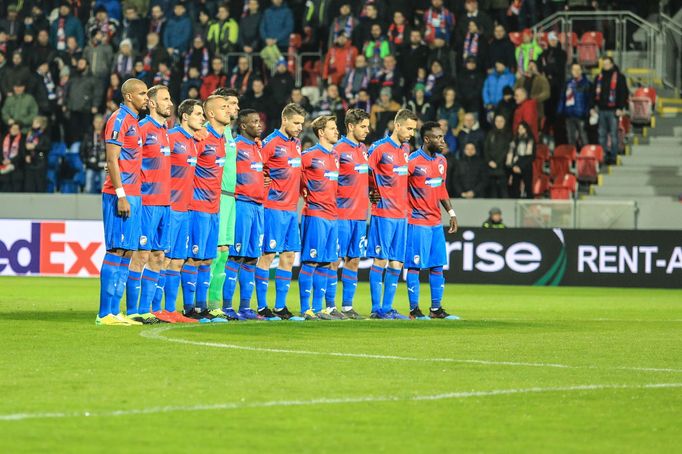 Hráči Plzně před zápasem EL Plzeň - Dinamo Záhřeb