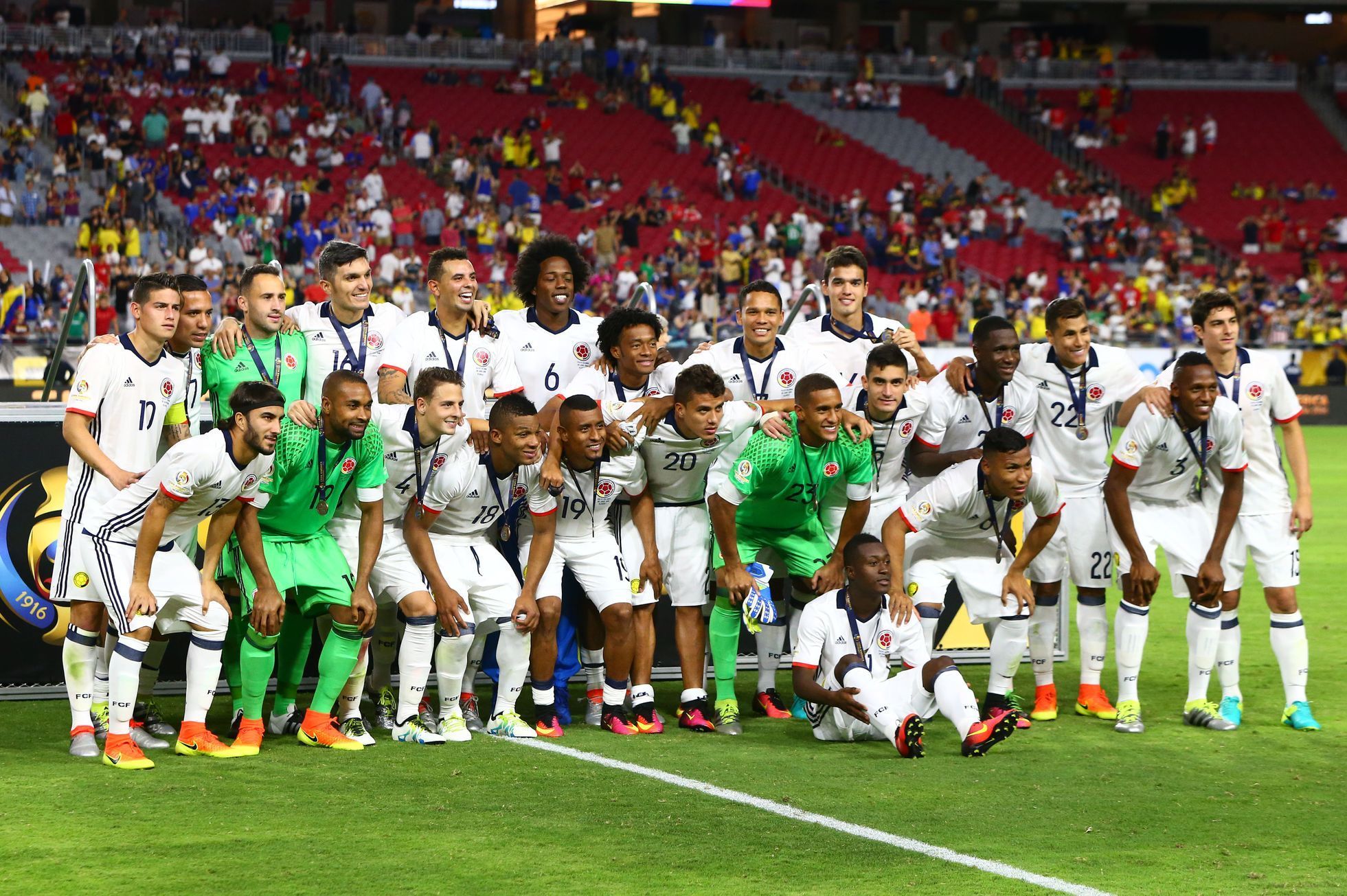 Fotbalisté Kolumbie slaví třetí místo na Copě América.