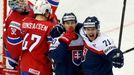 Slovakia's Tomas Tatar (2nd R) celebrates his goal against Norway with team mate Radoslav Tybor (R) during the first period of their men's ice hockey World Championship g