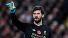 Alisson v zápase Premier League Liverpool - Manchester City