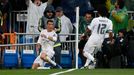 Real Madrid's Cristiano Ronaldo celebrates scoring their third goal and his hat-trick