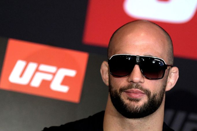 Volkan Oezdemir of Switzerland attends a news conference ahead of the Ultimate Fighting Championship (UFC) gala in Stockholm Globe Arena, in Stockholm, May 30, 2019. Jane