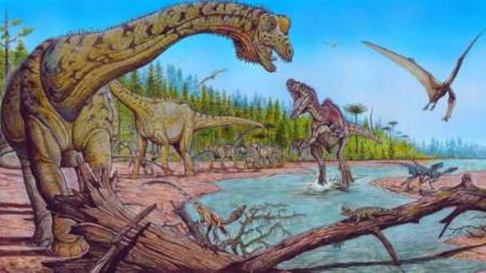 Barevná rekonstrukce dinosaurů.