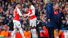 Arsenal's Danny Welbeck comes on for Alex Oxlade Chamberlain as manager Arséen Wenger stays