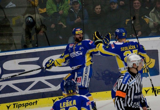 Hokej, extraliga, Zlín - Plzeň: Zdeněk Okál srovnal na 1:1