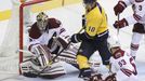 Brankář Phoenixu Smith nebyl překonán ani jednou. Nashville - Phoenix, čtvrtý zápas série v Stanley cupu.