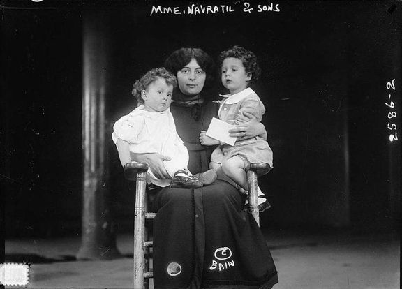 Michel and Edmond Navratil with their mother after they were successfully reunited.