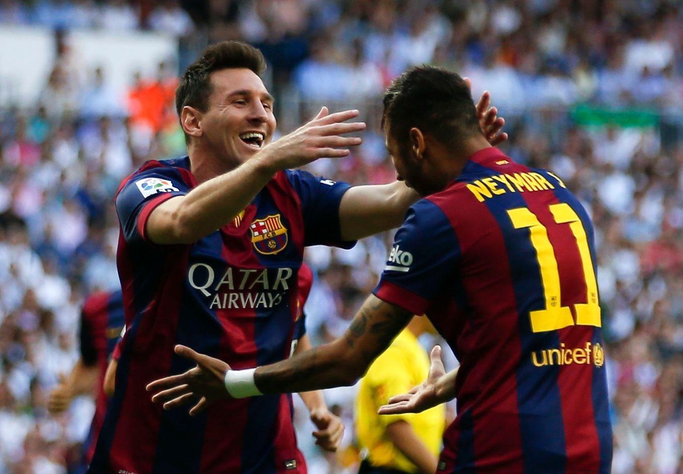 Real-Barcelona: Lionel Messi a Neymar slaví gól