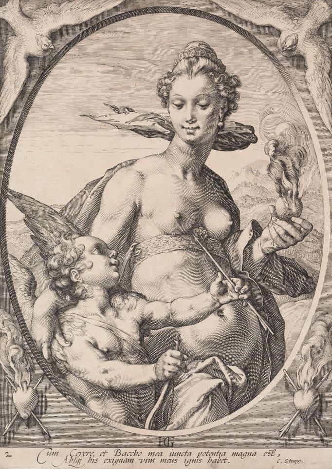 Hendrick Goltzius: Venuše, 1595, mědiryt.