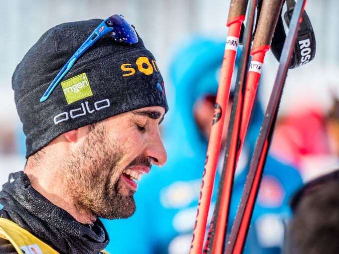 Martin Fourcade ve stíhacím závodě mužů v rámci SP v Kontiolahti