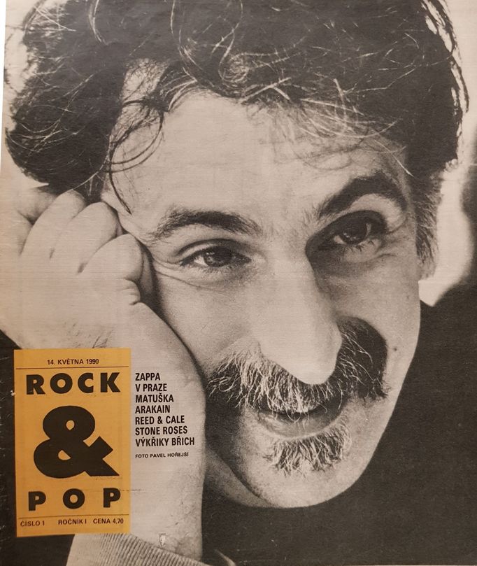 Obálka časopisu Rock&Pop u příležitosti návštěvy Franka Zappy v Praze, květen 1990.