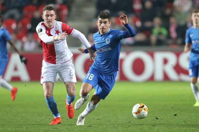 Jaromír Zmrhal v zápase EL Slavia - Genk