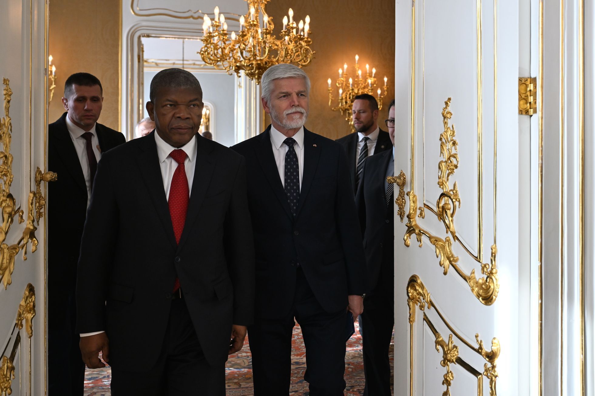 Návštěva angolského prezidenta João Lourenca, 21. února 2024, Praha. Soukromé setkání prezidentů Petra Pavla a João Lourenca.