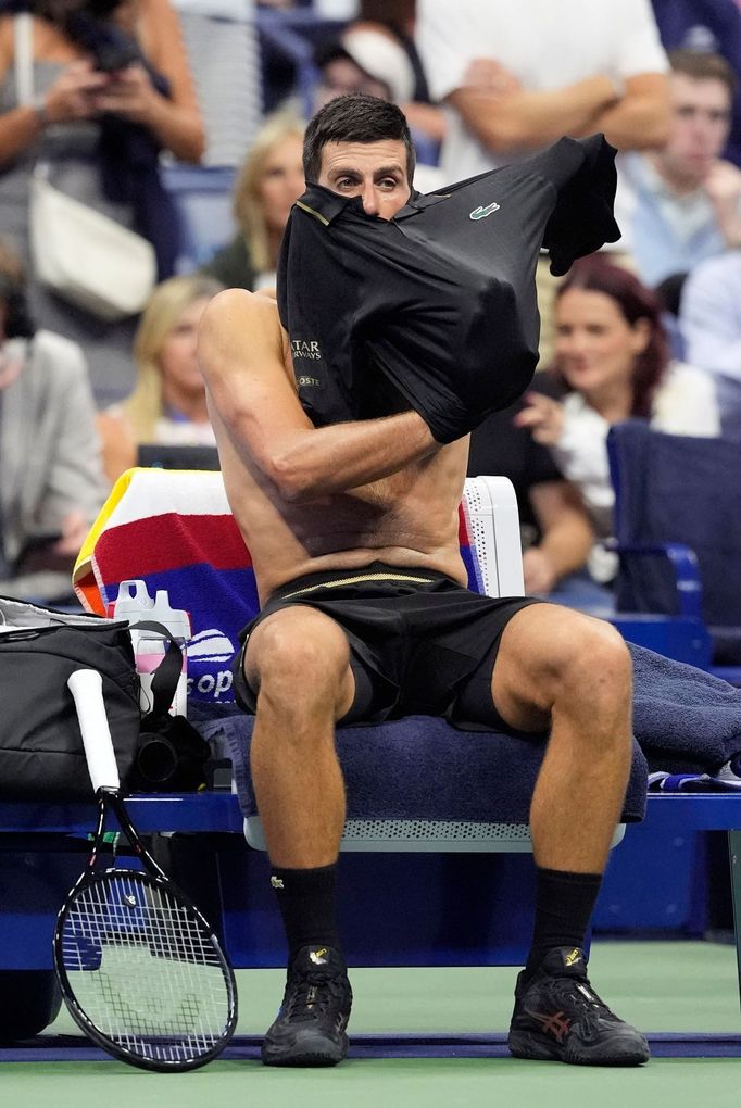 Novak Djokovič v utkání 3. kola US Open 2025