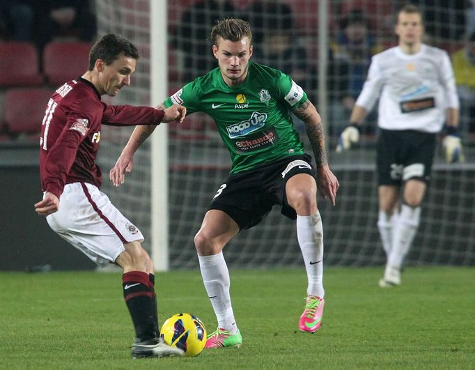 Fotbal, Gambrinus liga, Sparta - Jablonec: David Lafata - Vít Beneš