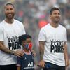 fotbal, francouzská liga 2021/2022, Paris St. Germain - Štrasburk, Sergio Ramos, Lionel Messi