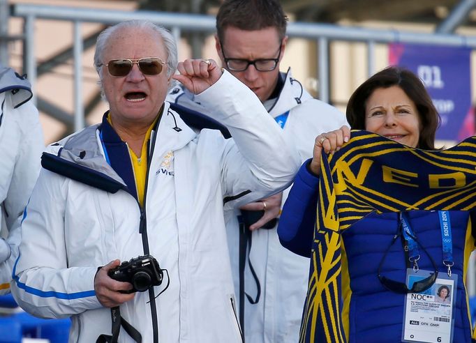 Fanoušci na olympiádě v Soči 2014: švédský král Gustav a královna Silvia