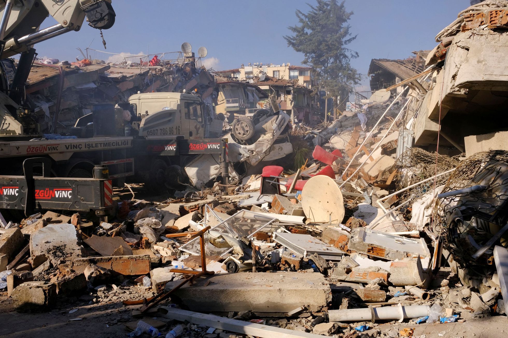 Demolished buildings are seen in the aftermath of an earthquake in Hatay, Turkey
