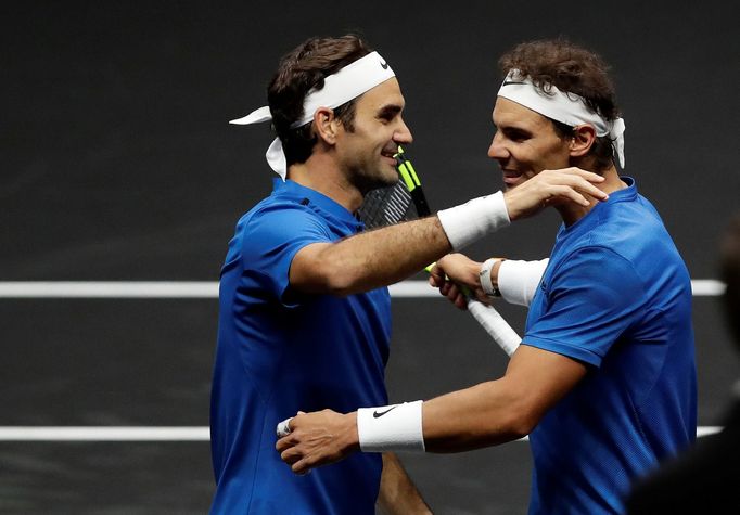 Rafael Nadal a Roger Federer na Laver Cupu 2017