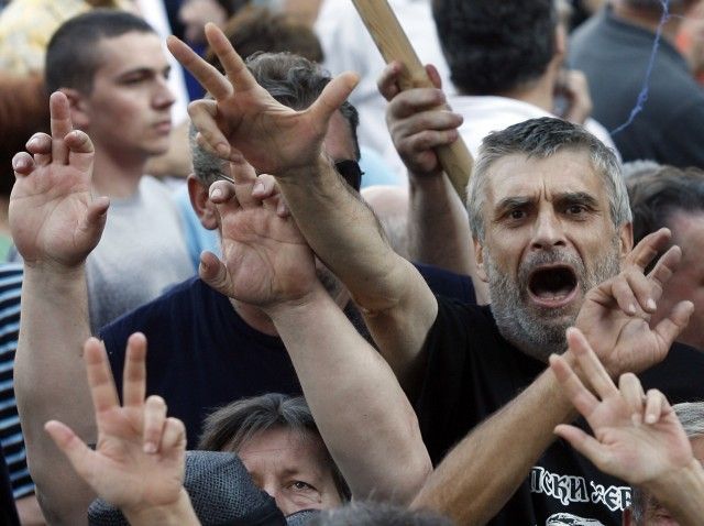 Demonstrace nacionalistů v Bělehradě
