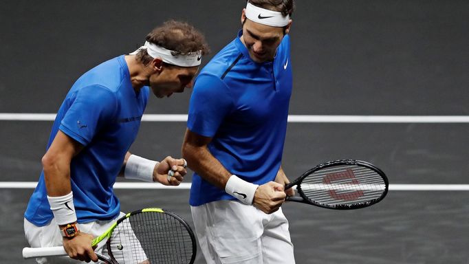 Rafael Nadal a Roger Federer na Laver Cupu 2017