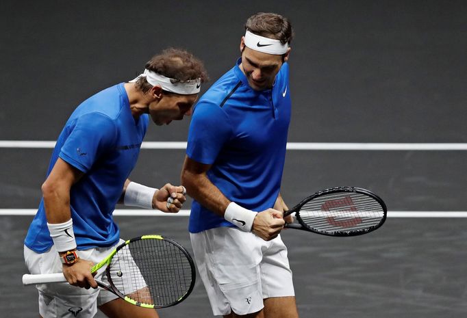 Rafael Nadal a Roger Federer na Laver Cupu 2017