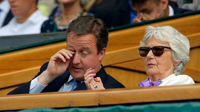 Britain's Prime Minister David Cameron with his mother Mary Cameron