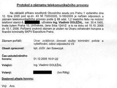 Přepis odposlechu telefonátů Vladimíra Doležala
